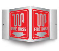 Brushed Aluminum 3D Projection™ Signs: Fire Hose