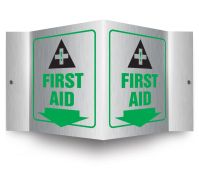 Brushed Aluminum 3D Projection™ Sign: First Aid