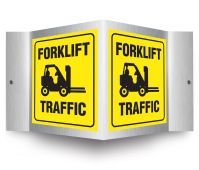 Brushed Aluminum 3D Projection™ Signs: Forklift Traffic