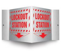 Brushed Aluminum 3D Projection™ Signs: Lockout Station