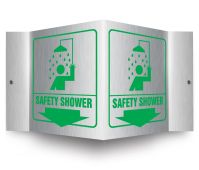 Brushed Aluminum 3D Projection™ Sign: Safety Shower
