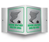 Brushed Aluminum 3D Projection™ Sign: Severe Weather Shelter Area
