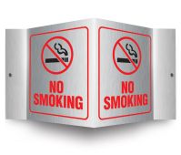 Brushed Aluminum 3D Projection™ Signs: No Smoking
