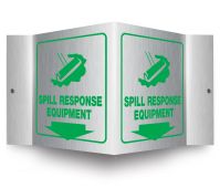 Brushed Aluminum 3D Projection™ Sign: Spill Response Equipment