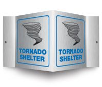 Brushed Aluminum 3D Projection™ Signs: Tornado Shelter