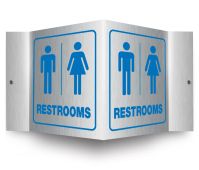 Brushed Aluminum 3D Projection™ Signs: Restrooms