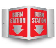 Brushed Aluminum 3D Projection™ Signs: Burn Station