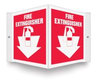 Projection™ Safety Sign: Fire Extinguisher (Red Background Graphic And Arrow)