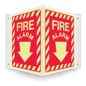 Glow-In-The-Dark Projection™ Safety Sign: Fire Alarm (Down Arrow)