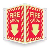 Glow-In-The-Dark Projection™ Safety Sign: Fire Door (Down Arrow)