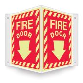 Glow-In-The-Dark Projection™ Safety Sign: Fire Door (Down Arrow)