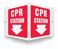 Projection™ Sign: CPR Station (Down Arrow)