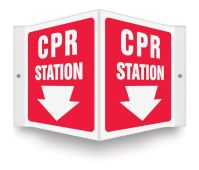 Projection™ Sign: CPR Station (Down Arrow)