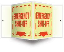 Glow-In-The-Dark Projection™ Sign: Emergency Shut-Off (Arrow)