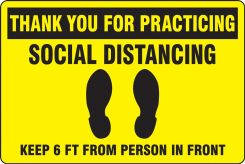 Slip-Gard™ Floor Sign: Thank You For Practicing Social Distancing