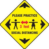 Slip-Gard™ Floor Sign: Please Practice Social Distancing 3FT