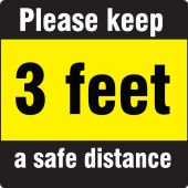 Slip-Gard™ Floor Sign: Please Keep 3 Feet A Safe Distance