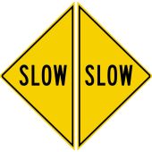 Slip-Gard™ Floor Sign Pairs: SLOW, Black/Yellow