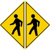 Slip-Gard™ Floor Sign Pairs: PEDESTRIAN X'ING, Black/Yellow