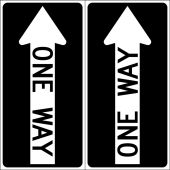 Slip-Gard™ Floor Sign Pairs: ONE WAY, Black/White