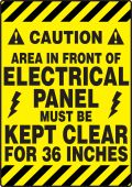 Slip-Gard™ ANSI Caution Border Floor Sign: Area In Front Of Electrical Panel Must Be Kept Clear For 36 Inches