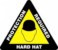 Slip-Gard™ Triangle Floor Sign: Hard Hat Protection Required