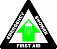 SLIP-GARD™ TRIANGLE FLOOR SIGNS - EMERGENCY SHOWER FIRST AID