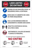 STOP! READ BEFORE ENTERING, COVID-19 PROTOCOL POSTER, SPANISH
