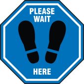 Pavement Print™ Sign: Please Wait Here (Footprints)