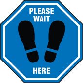 Pavement Print™ Sign: Please Wait Here (Footprints)