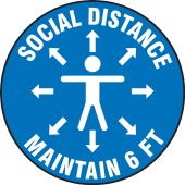 Pavement Print™ Sign: Social Distance Maintain 6 FT (Person & Arrows)