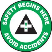 Pavement Print™ Sign: Safety Begins Here Avoid Accidents
