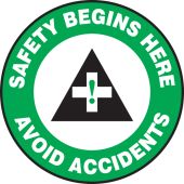 Pavement Print™ Sign: Safety Begins Here Avoid Accidents
