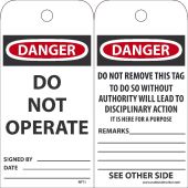 DANGER DO NOT OPERATE TAG
