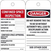 DANGER CONFINED SPACE TAG
