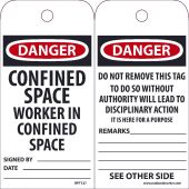 DANGER CONFINED SPACE WORKER IN CONFINED SPACE TAG