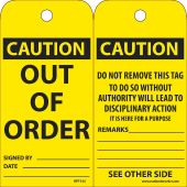 CAUTION OUT OF ORDER TAG