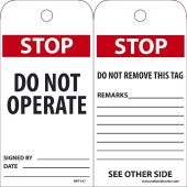 STOP DO NOT OPERATE TAG