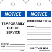 NOTICE TEMPORARILY OUT OF SERVICE TAG