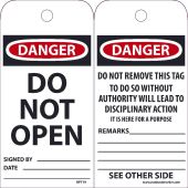 DANGER DO NOT OPEN TAG