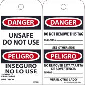 Danger Unsafe Do not Use BILINGUAL TAG