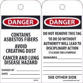 DANGER CONTAINS ASBESTOS FIBERS TAG