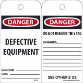 DANGER DEFECTIVE EQUIPMENT TAG