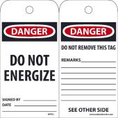 DANGER DO NOT ENERGIZE TAG