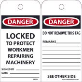 DANGER LOCKED TO PROTECT WORKMEN REPAIRING MACHINERY TAG