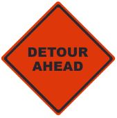 REFLECTIVE ROLL-UP DETOUR AHEAD SIGN