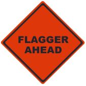 Non-Reflective Roll-Up: Flagger Ahead