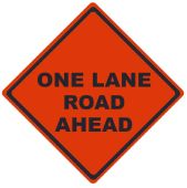 Non-Reflective Roll-Up: One Lane Road Ahead