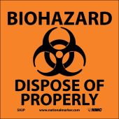 BIOHAZARD DISPOSE OF PROPERLY SIGN