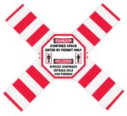 Bilingual OSHA Danger Flanged Pipe Barrier Kit: Confined Space - Enter By Permit Only